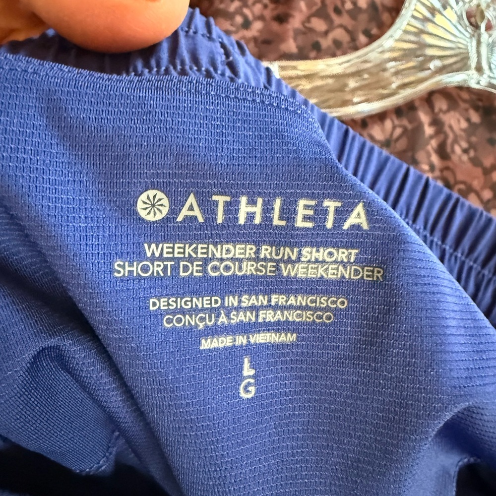 Athleta Women’s Weekender Athletic Shorts - Turquoise, Black & Navy size L - Picture 10 of 11